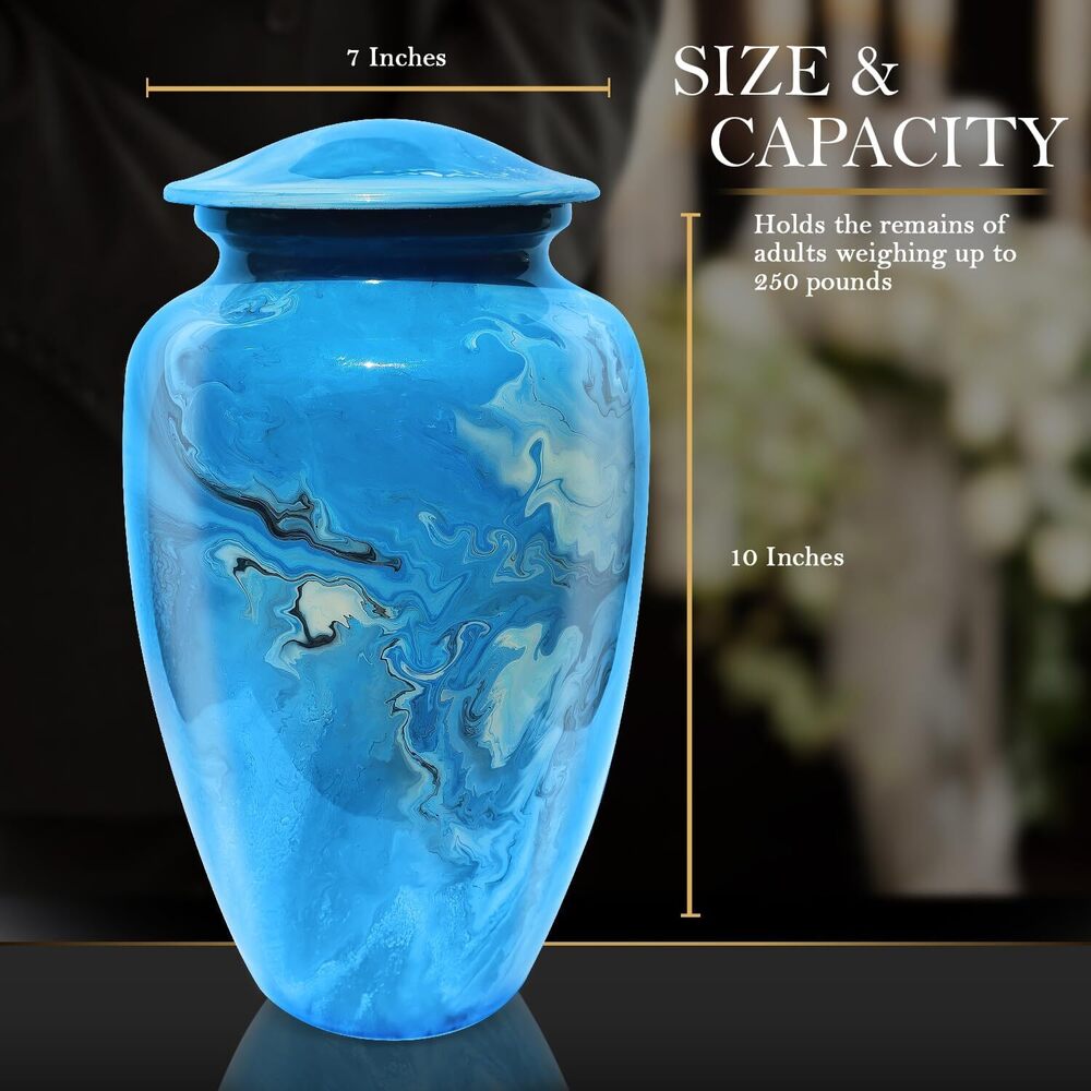 Blue Marble Shading Metal Cremation Urn for Adult Ashes Funeral Urns Manufacturer