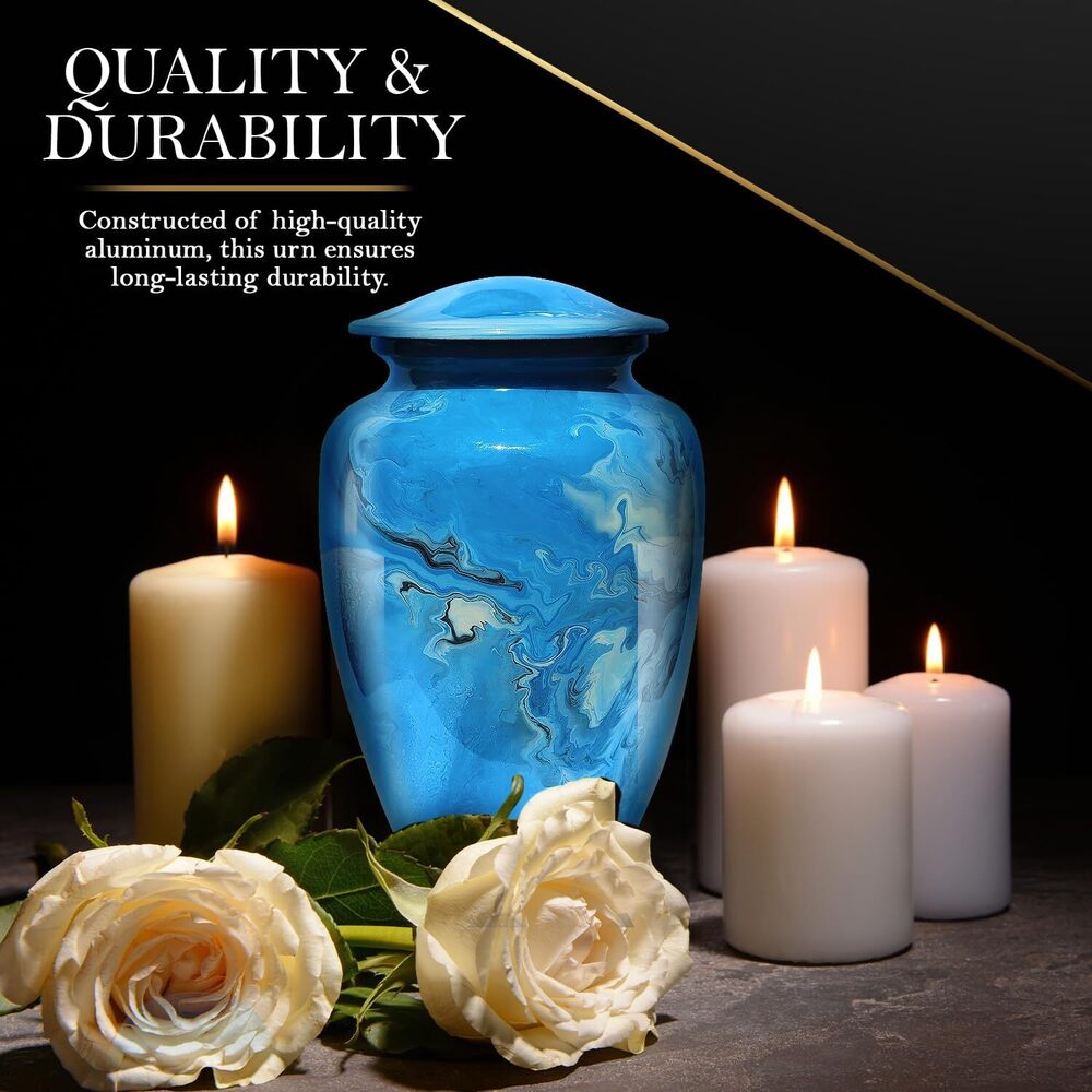 Blue Marble Shading Metal Cremation Urn for Adult Ashes Funeral Urns Manufacturer