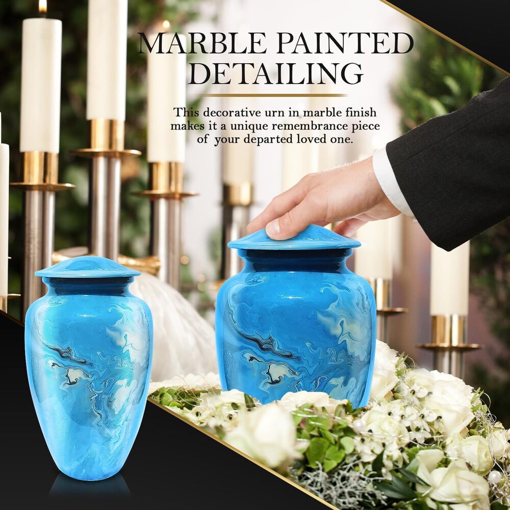 Blue Marble Shading Metal Cremation Urn for Adult Ashes Funeral Urns Manufacturer