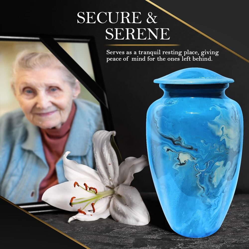 Blue Marble Shading Metal Cremation Urn for Adult Ashes Funeral Urns Manufacturer