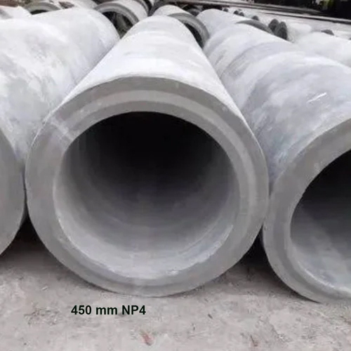 450 MM RCC Pipe - Cement & Other Materials, 450mm Length, Grey Color, Round Shape, Powder-Coated Finish, 1-5 Year Warranty