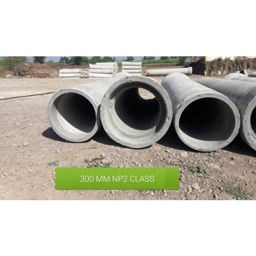 300 Mm Np2 Class RCC Pipe - RCC Material, 300mm Outer Diameter, Grey Color, Round Shape, Powder-Coated Surface, 1-5 Year Warranty