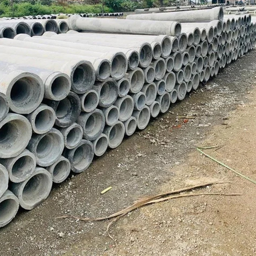 Concrete Cement Pipes - Cement, 2.5 Meters Length, Gray Color | Round Shape, Polished Surface, 1-5 Year Warranty, Strong Reinforced Design