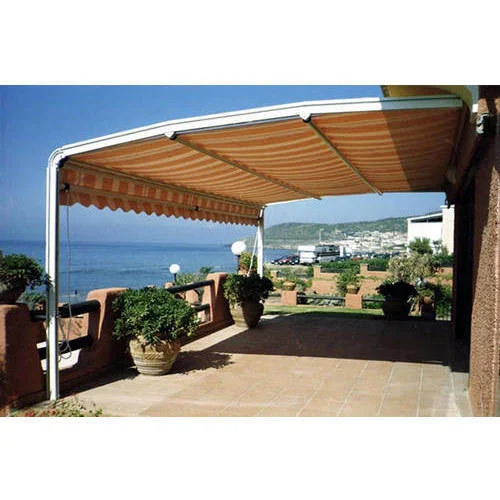Terrace Awning - High-Quality Polyester Various Sizes Vibrant Orange Color Sturdy Metal Frame - Ideal for Outdoor Relaxation & Entertainment