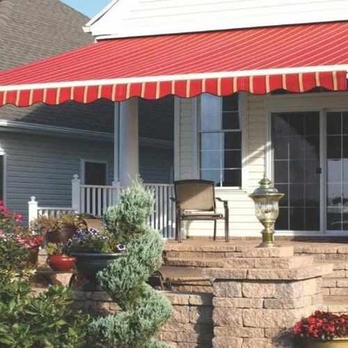 02_Designer Awning - Metal Frame, Different Sizes , Bold Red Color - Plain Tent Style, Versatile Design for Outdoor Shade and Shelter