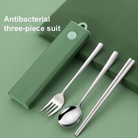 CherryBox Cutlery Set Spoon Fork & Chopstick Set with Box - Flatware Dinnerware Cutlery Tableware Set Portable Travel Kit - Silverware Stainless Steel