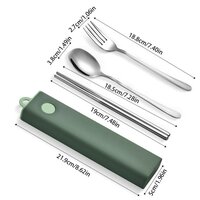 CherryBox Cutlery Set Spoon Fork & Chopstick Set with Box - Flatware Dinnerware Cutlery Tableware Set Portable Travel Kit - Silverware Stainless Steel