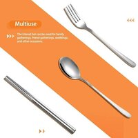 CherryBox Cutlery Set Spoon Fork & Chopstick Set with Box - Flatware Dinnerware Cutlery Tableware Set Portable Travel Kit - Silverware Stainless Steel