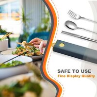 CherryBox Cutlery Set Spoon Fork & Chopstick Set with Box - Flatware Dinnerware Cutlery Tableware Set Portable Travel Kit - Silverware Stainless Steel