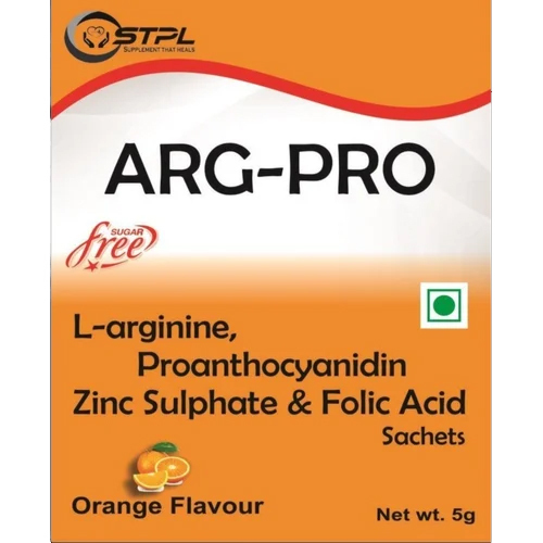 Arginine Proanthocyanidin Zinc Suplhate And Folic Acide Sachets Orange Flavour