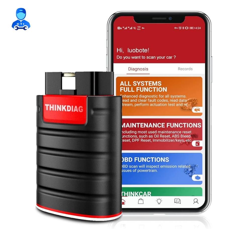 Thinkdiag - Bluetooth 4.2 BLE, Compact Design | Full System Diagnostics, Auto VIN Detection, Bi-Directional Control, 15+ Maintenance Functions