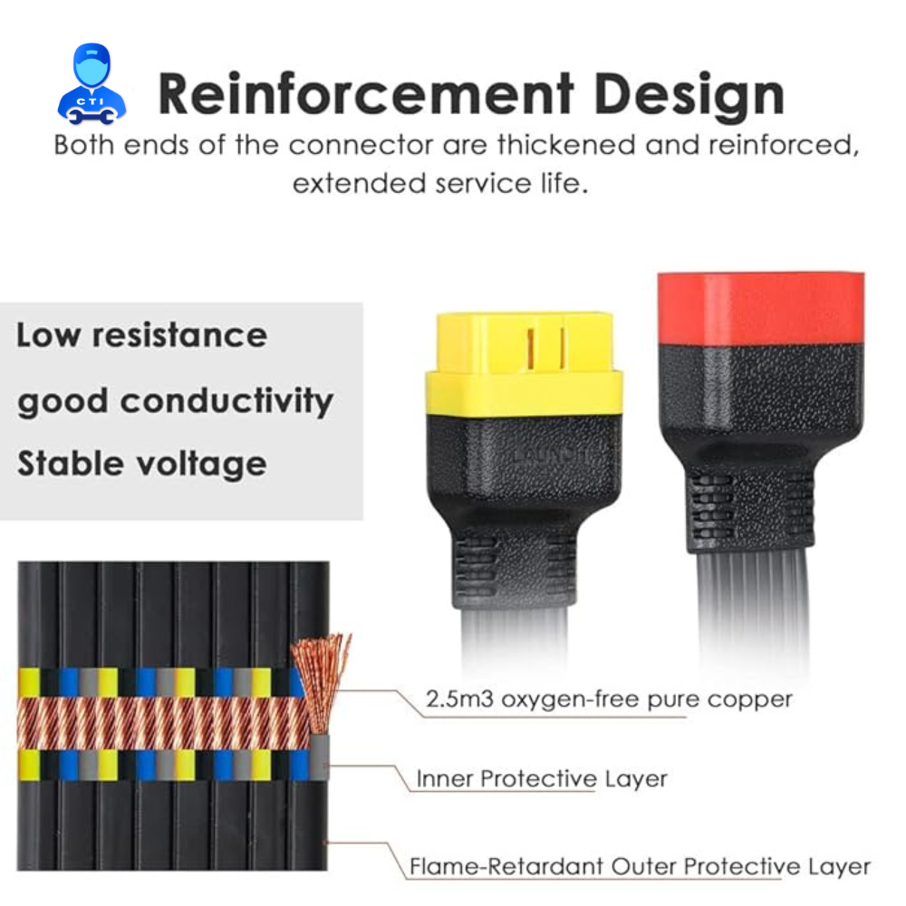 OBD2 16Pin Male to Female Cable