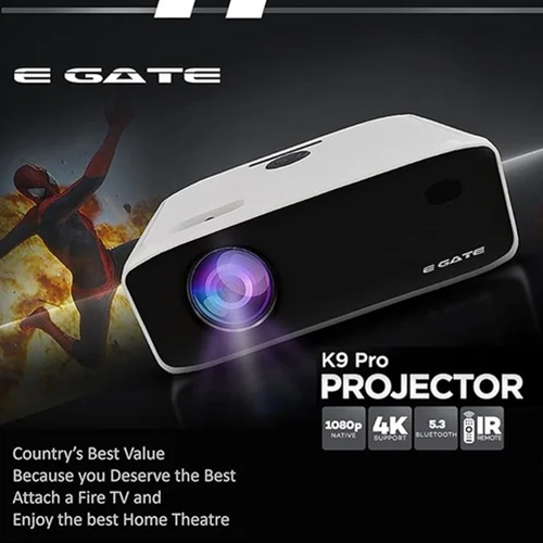 E Gate New K9 Pro Ultra Bright 11700 Lumens Bluetooth Projector for Home, 4K Support