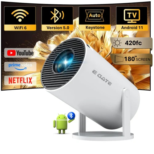 E Gate I9 Smart Projector, 420fc (Brightest Under 7k), 1080p & 4k Support - Resolution: 1080 Fhd