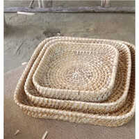 Rattan Tray Set Of 3 - Color: Brown