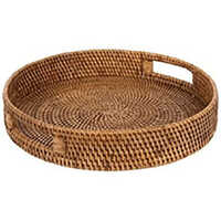Rattan Tray With Handles - Color: Brown