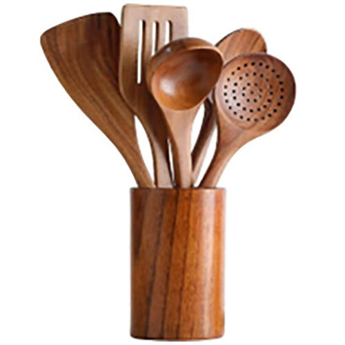 Wooden Cutlery Set with Holder