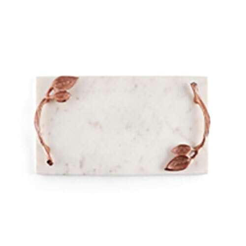 Marble Tray With Metal Handles - Color: White