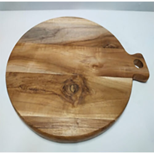 Round Cstting Board With Handle - Color: Brown