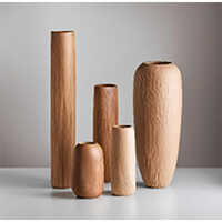Wooden Vases - Standard Size, Round Shape - Rich Brown Finish For Elegant Home Decor
