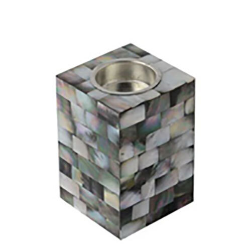 Black Mother Of Pearl Inlay Candle Holder - Color: Multi Color