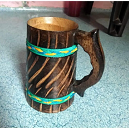 Wooden Engarved Beer Mug