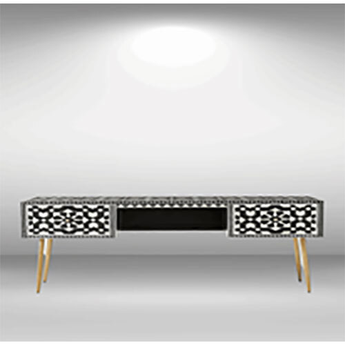 Bone Inlay Console Table - Color: Black