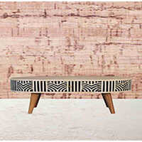 Bone Inlay Coffee Table With Wooden Lages - Color: Brown