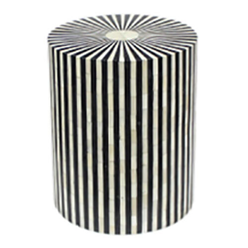 Bone Inlay Stripe Side Table - Color: Black