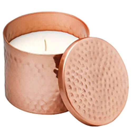 Copper Hammered Candle Holder with Lid