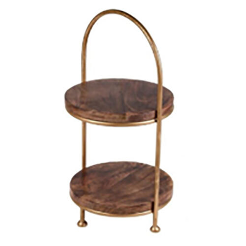 Two Tier Wood And Metal Shelf - Size: Standard