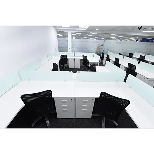 Modular Office Workstation Cubicle Open Desking Partition - Color: White