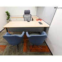Modular Office Table - Particle Board, Polished Brown Finish, Durable Design | Powder Coated Scratch And Stain Resistant, Modern Functionality