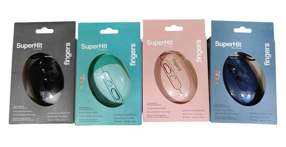 Sea Blue Fingers Superhit Wired Mouse, 1-N Brand Note