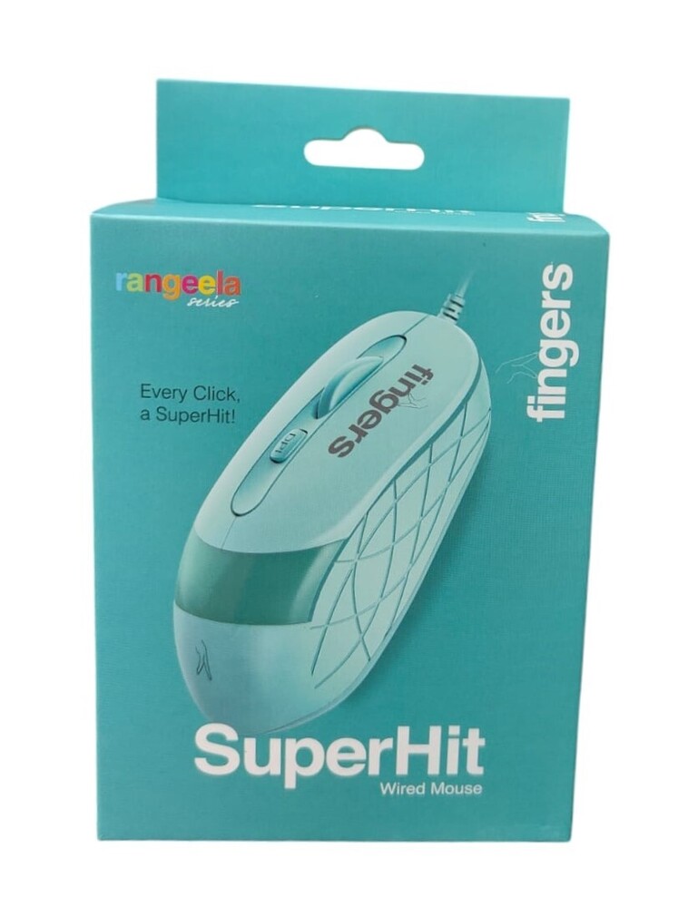 Sea Blue Fingers Superhit Wired Mouse, 1-N Brand Note