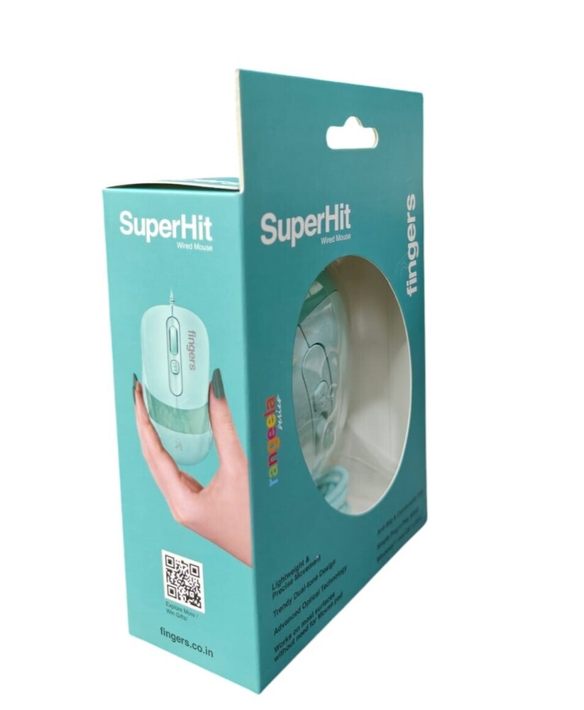 Sea Blue Fingers Superhit Wired Mouse, 1-N Brand Note