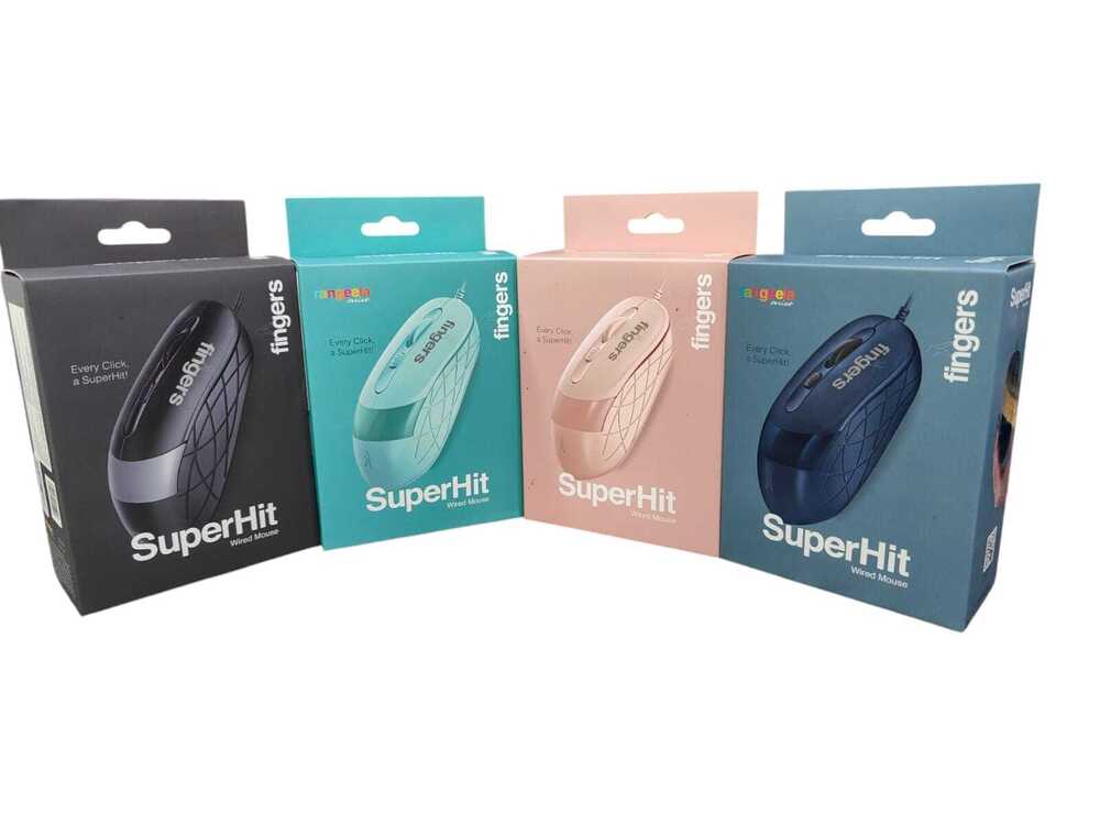 Sea Blue Fingers Superhit Wired Mouse, 1-N Brand Note
