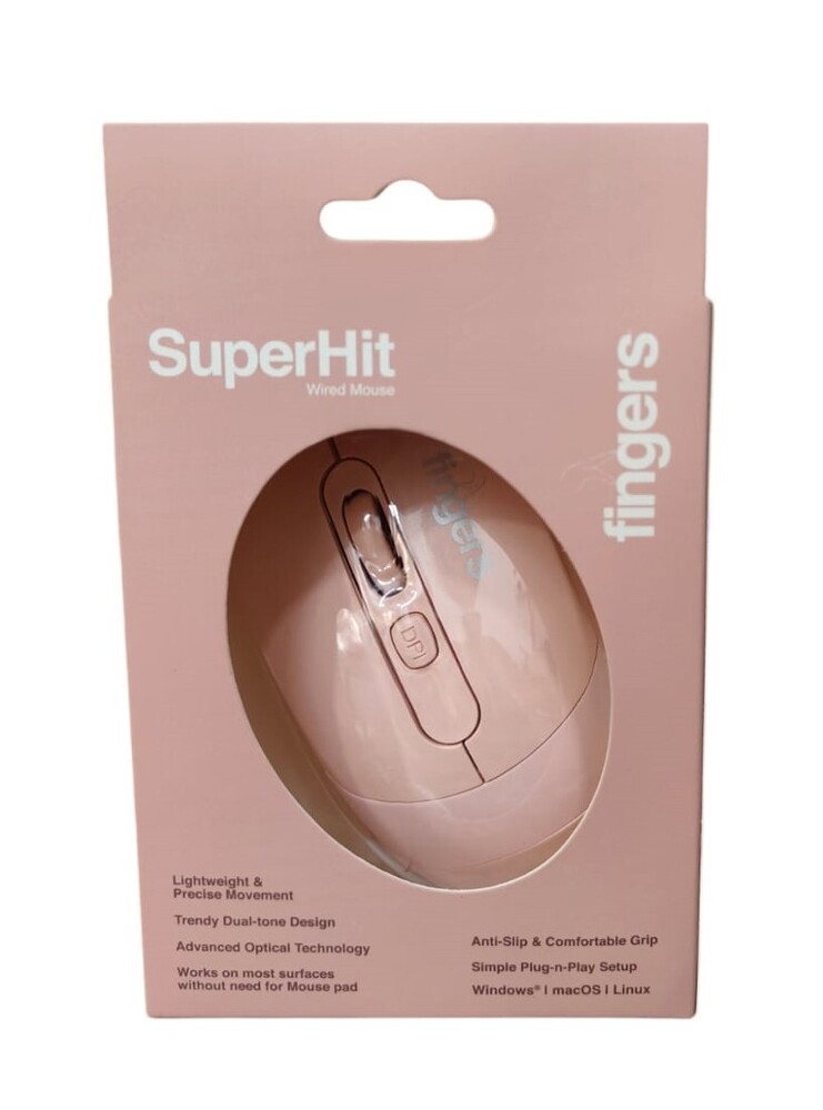 Blush Pink Fingers Superhit Wired Mouse, 1-N Brand Note