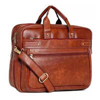 Single Button Tan Stylish Leather Office Bag