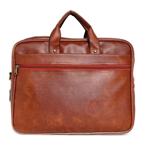 Single Button Tan Stylish Leather Office Bag