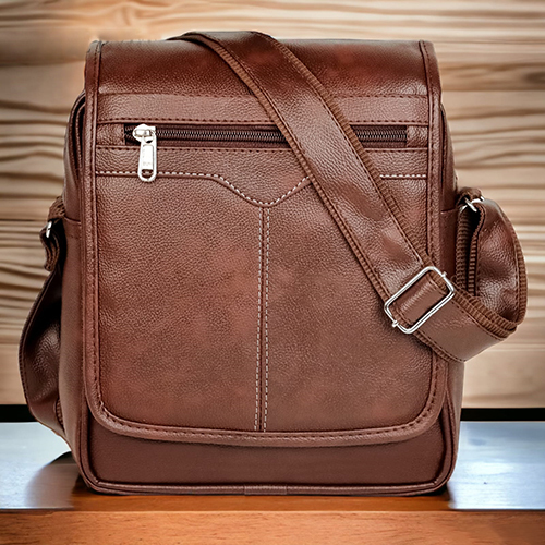 Neck Sider Brown Stylish Unisex Artificial Leather Sling Office Bag - Color: Different Available