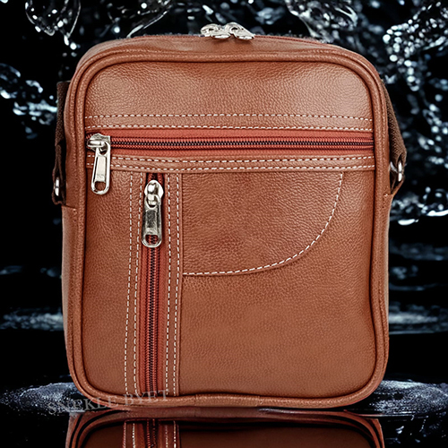 Cross Sider - High-quality Leather, Various Sizes Available, Tan Color | Modern Unisex Design With Multiple Pockets And 1-year Warranty