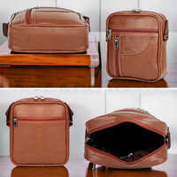 Cross Sider Tan Color Leather Multiple Pocket Side Sling Bag