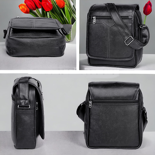 Neck Sider Black Stylish Unisex Artificial Leather Sling Office Bag - Color: Different Available