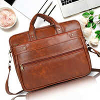 Single Button Tan Attractive Stylish Leather Messenger Office Bag