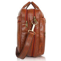 Single Button Tan Attractive Stylish Leather Messenger Office Bag