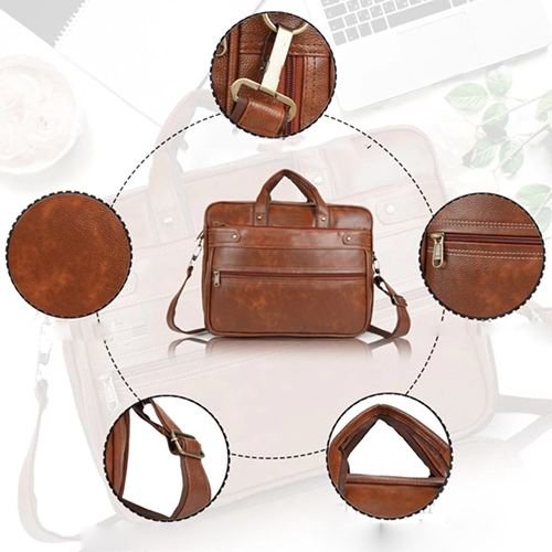 Single Button Tan Attractive Stylish Leather Messenger Office Bag