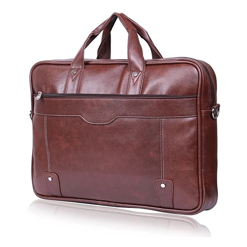 Double Line Brown Leather Messenger Bag