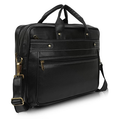 Single Button Black Attractive Stylish Leather Messenger Office Bag