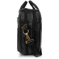 Single Button Black Attractive Stylish Leather Messenger Office Bag